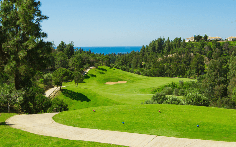 Golf course near new apartments for sale in Mijas Costa